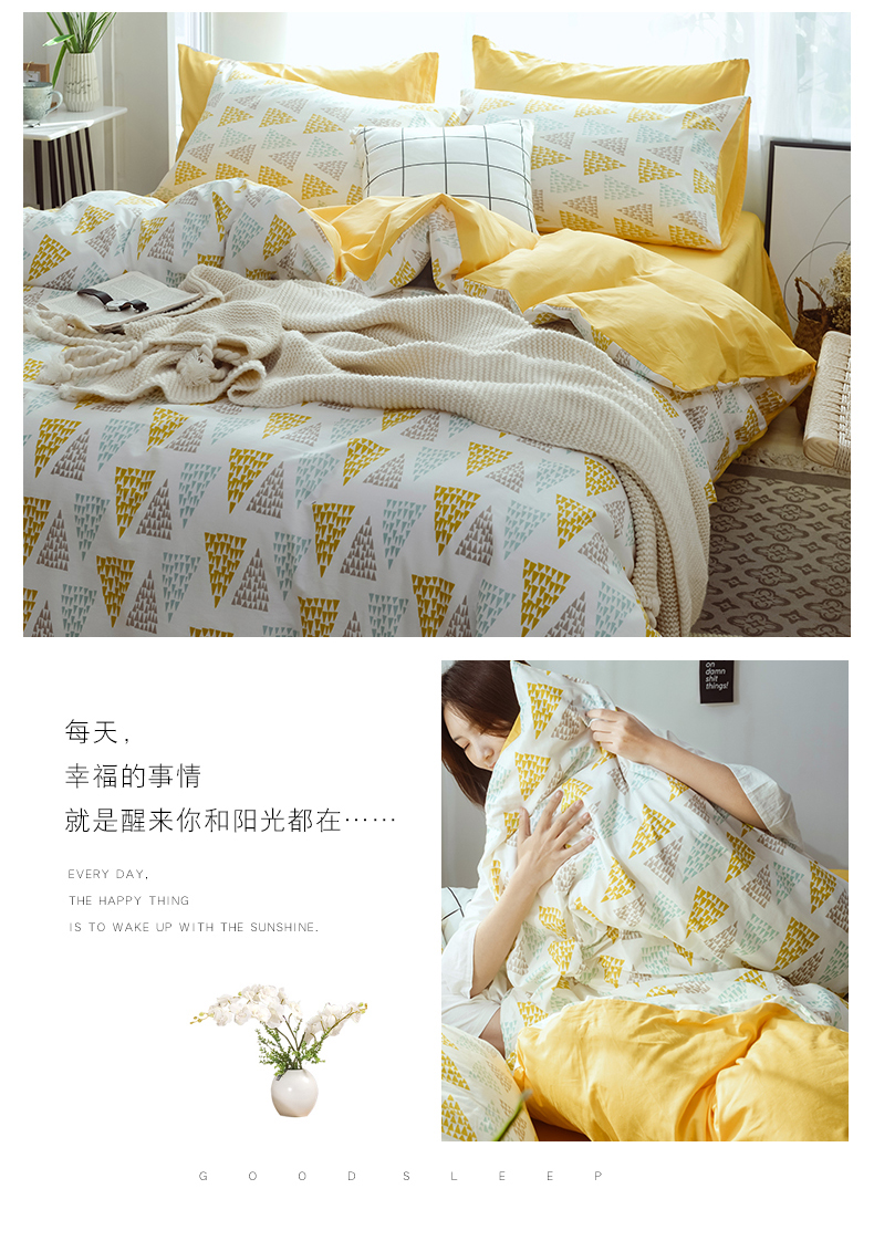 Chăn bông bao gồm một mảnh đơn giản giường bông bốn mảnh lưới màu đỏ nữ giường lanh sinh viên ký túc xá ba 4 bộ - Quilt Covers chăn mỏng mùa hè