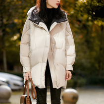 Down clothes womens winter 2021 new medium length small sub light slim short and thin fashion foreign air burst jacket