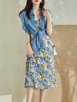 SNICYKER Broken Flower Pendant With Skirt Woman Summer New Two Sets Superior Feel Shirt Air Quality Light Cooked Wind Suit