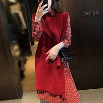 SNICYKER knitted waistcoat dress set women 2021 new female small fragrant style Foreign style two-piece set