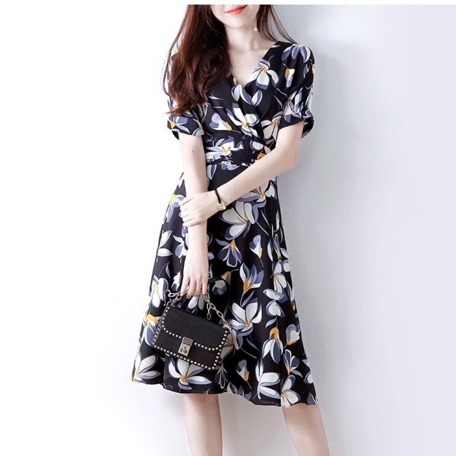 SNICYKER floral dress women's summer 2022 new slim temperament design sense niche unique skirt