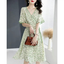 SNICYKER LOTUS LEAF SIDE PRINTED DRESS Dress Woman Summer New Light Lavish Trendy Temperament Laces CASHEW TEA HYSTERIA