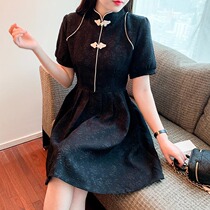 2022 New retro modified qipao dress with dress and feminine summer high waist and small sub-high-sense temperament foreign air skirt