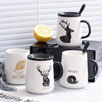 Водяной чашка с ложкой Mark Cup Cufe Cup Cupe с крышкой для крышки ins in in in midhized home ceramic cup