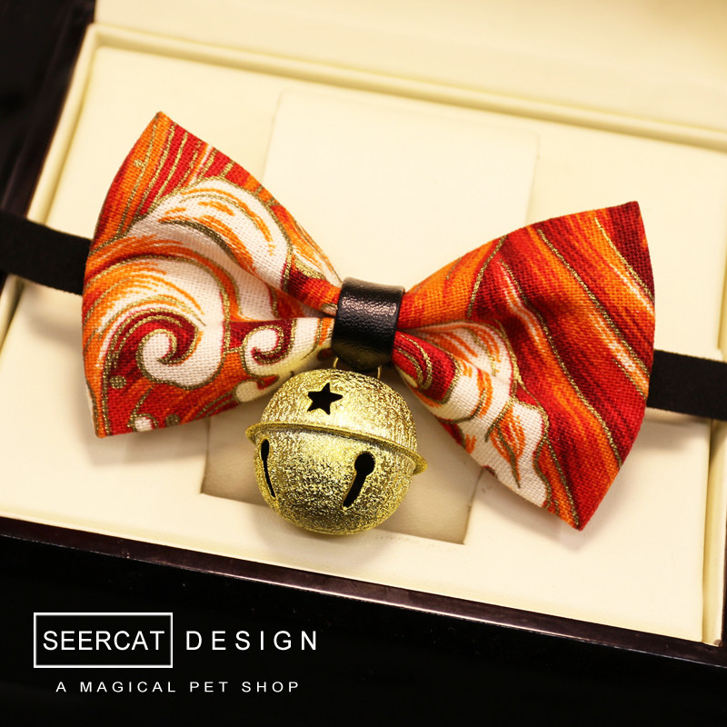 Small color cat New Year's pet butterfly collar knots handmade kitty dogs and wind bell strokes of the property Nafu Item Circle Teddy
