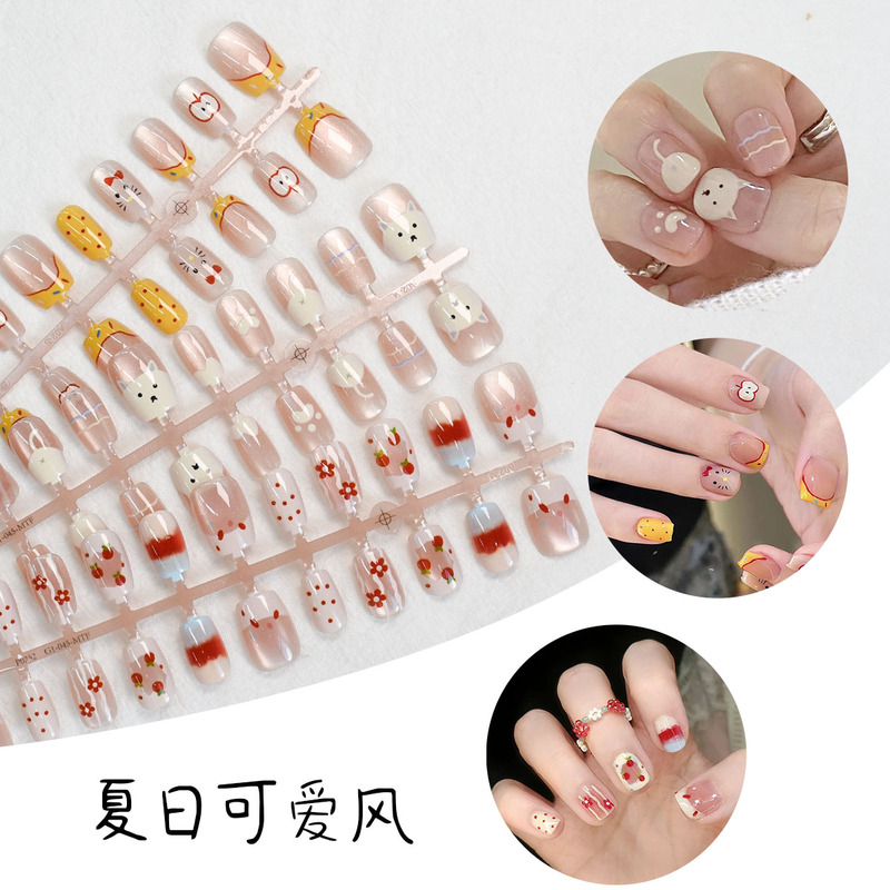 Amethyst Sparkling Diamond Press-On Nails Cat Eye Short Style Trendy Hot Girl Student Fake Nail Stickers Bunny Kt Cat Pink Cherry Amethyst Sparkling Diamond Press-On Nails Cat Eye Short Style Trendy Hot Girl Student Fake Nail Stickers Bunny Kt Cat Pink Cherry