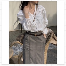 (FARM) high waist long commuter straight skirt women gentle temperament fashionable retro autumn and winter hot spot