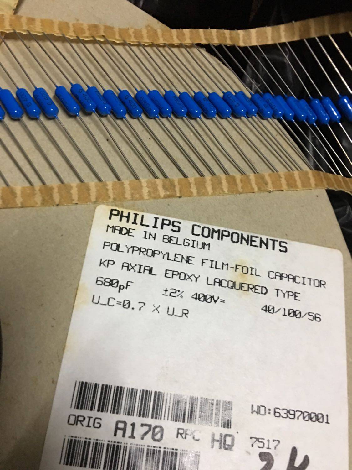 2% 400V 680PF 681 Philips BC standard axial tin foil film capacitor KP464