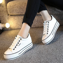 Human original white inner white white shoes women canvas shoes pine cake shoes Korean plate shoes casual womens shoes thick soles increased
