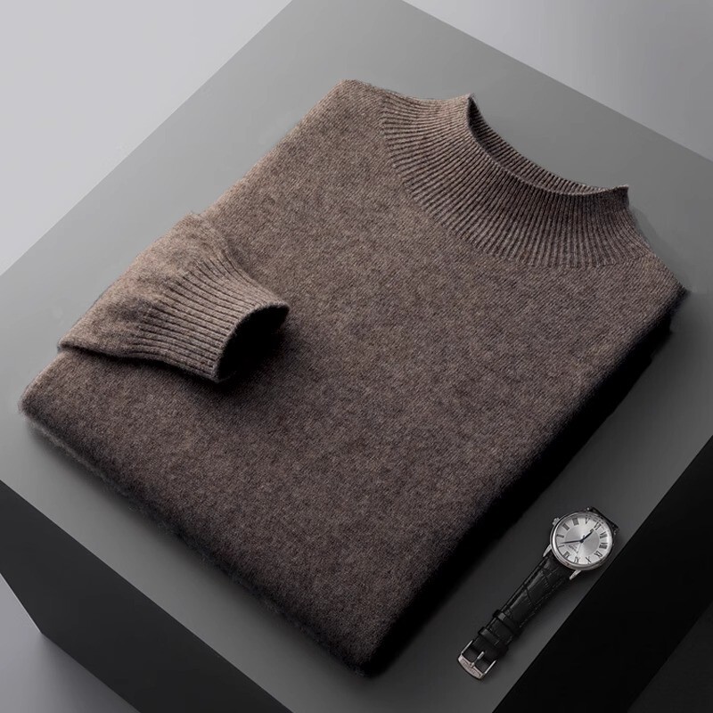 Mk100% Pure Wool Sweater Men's Winter New High-End Casual Half-Turtleneck Base Layer Sweater Men's Cashmere Sweater Mk100% Pure Wool Sweater Men's Winter New High-End Casual Half-Turtleneck Base Layer Sweater Men's Cashmere Sweater