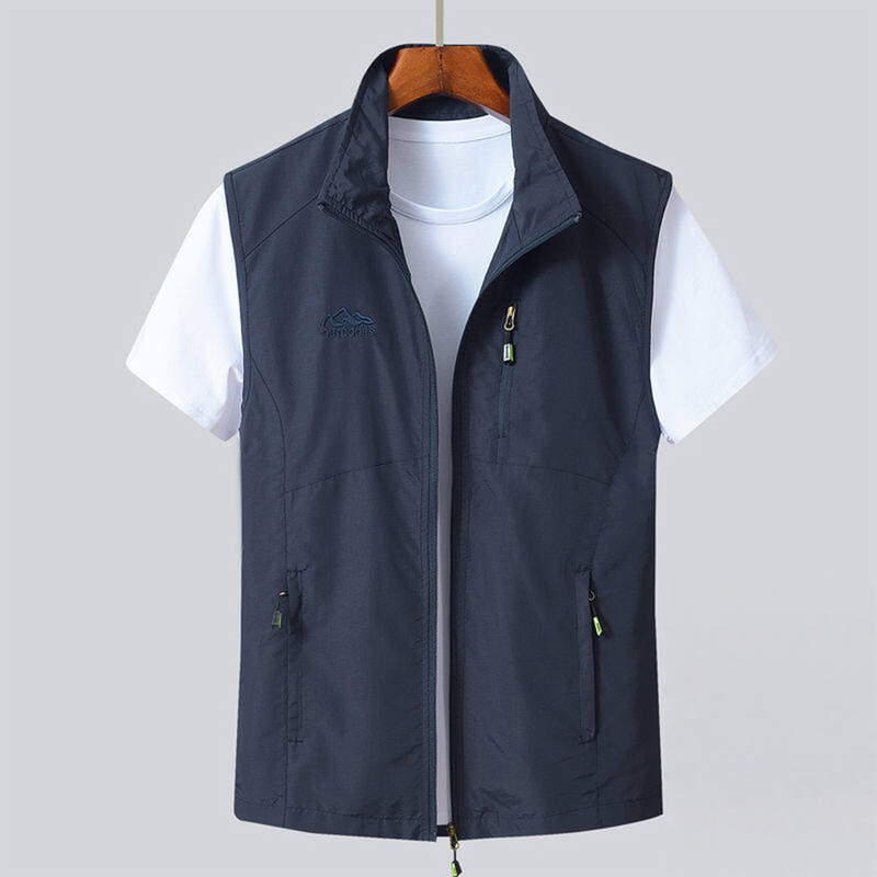 Mk Genuine Solid Color Vest for Men, Summer Thin Style 2026 Model, High-End Casual Breathable Quick-Dry Men's Sleeveless Jacket