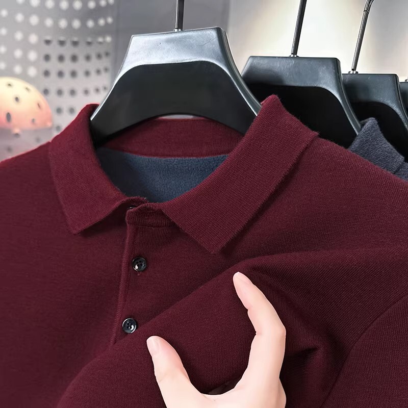 Mk Genuine Red Knitted Sweater for Men, Winter 2026 Model, High-End Integrated Fleece, Thickened and Warm Men's Sweater