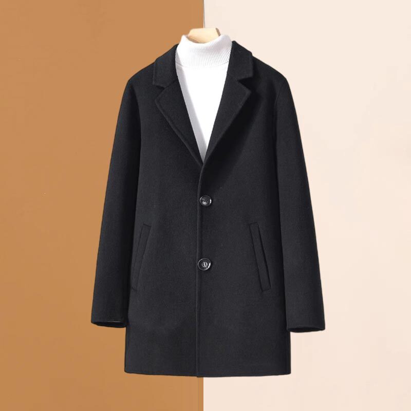 Mk Wool Coat Men's Mid-Length Winter High-End Double-Sided Cashmere Outwear Business Woolen Men's Woolen Windbreaker
