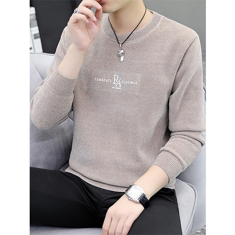 Mk Men's Sweater Autumn and Winter Thickened Fleece Warm Integrated Fleece Men's Knitted Base Layer 2026 New Winter Collection Mk Men's Sweater Autumn and Winter Thickened Fleece Warm Integrated Fleece Men's Knitted Base Layer 2026 New Winter Collection