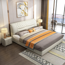 Nordic light luxury leather bed Household master bedroom double wedding bed 1 8 meters soft bed 1 2 meters childrens bed 1 35m single