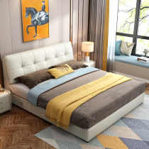 Leather bed Master bedroom 1 8 meters small apartment 1 35m Modern simple childrens storage 1 2 meters small room single bed