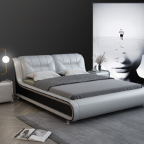 Nordic double bed Modern minimalist master bedroom soft bag tatami bed 1 8 Light luxury high box storage wedding bed Leather bed
