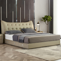Leather bed Double bed Leather bed Soft bed Bed soft bag leather art bed 1 8 meters wedding bed brand furniture