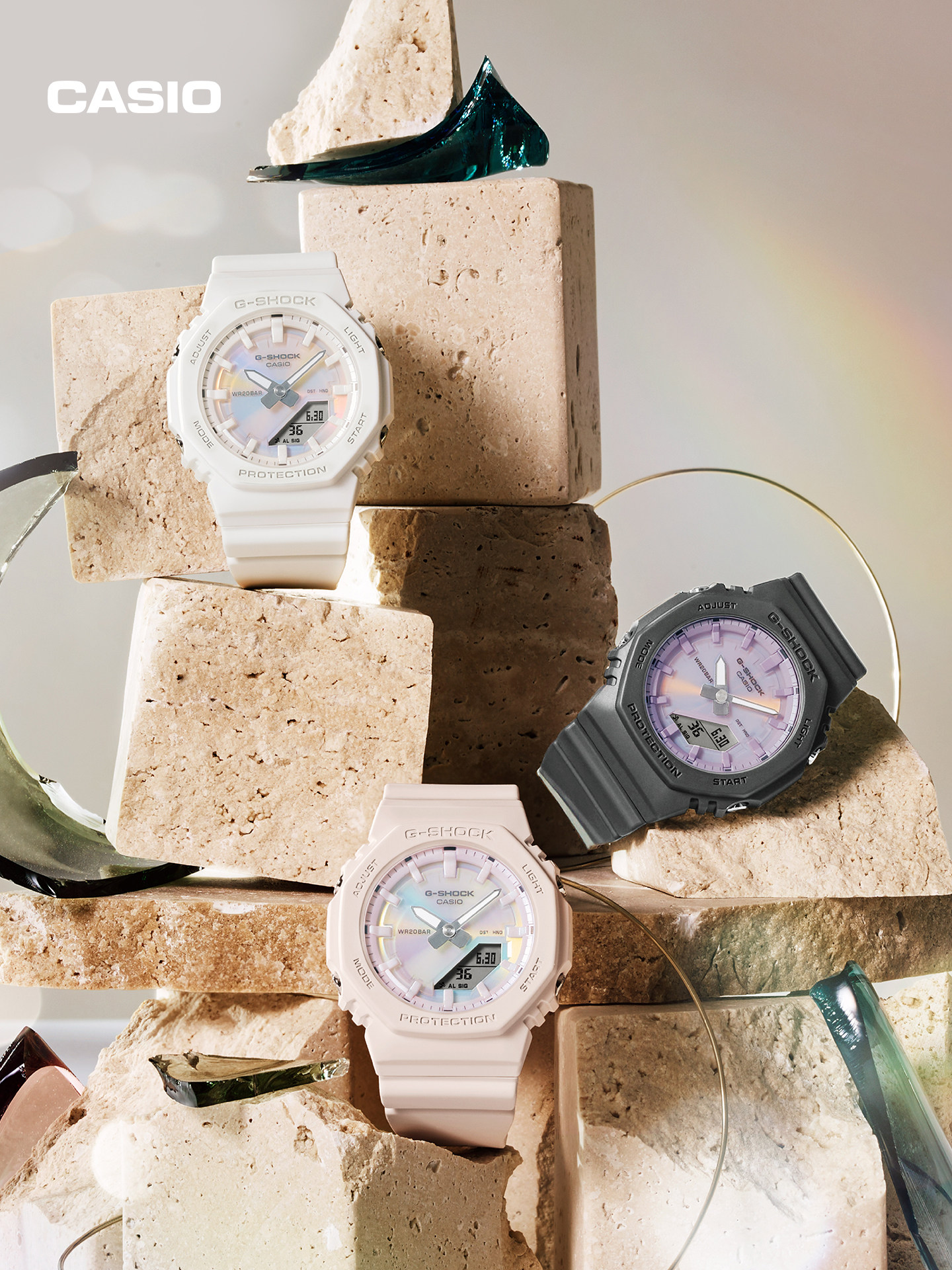 [Celebrity Same Style] Casio Official Flagship Store Gma-P2100Pc Octagonal Sports Watch for Women G-Shock