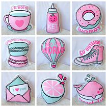 ins cute cartoon girl heart Pink Pillow sofa cushion office pillow bedside back bed girl