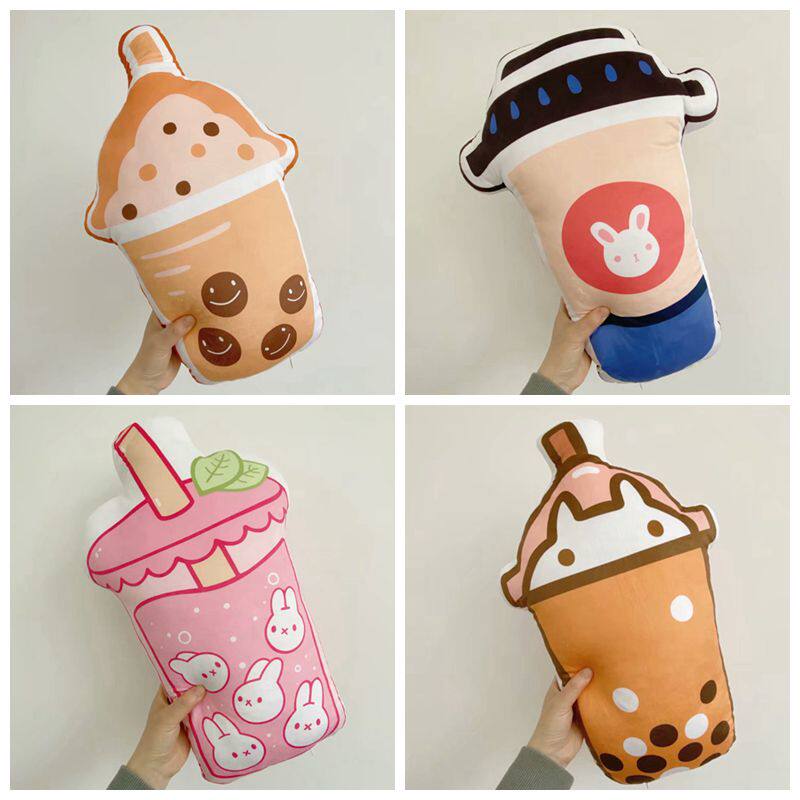 Cute cartoon milk tea pillow sofa cushion living room pillow bedside girl sleeping back pillow girl heart