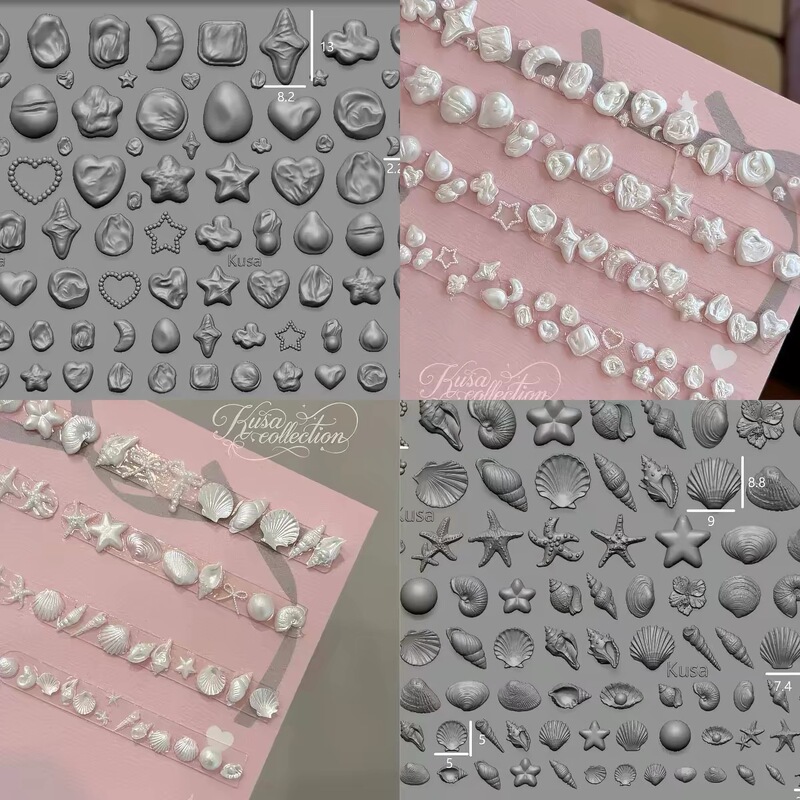 【Nail Art Mold】Xiaocao Genuine Mold Fishing Line Pearl Bow Irregular Pearl Ocean Shell Mold