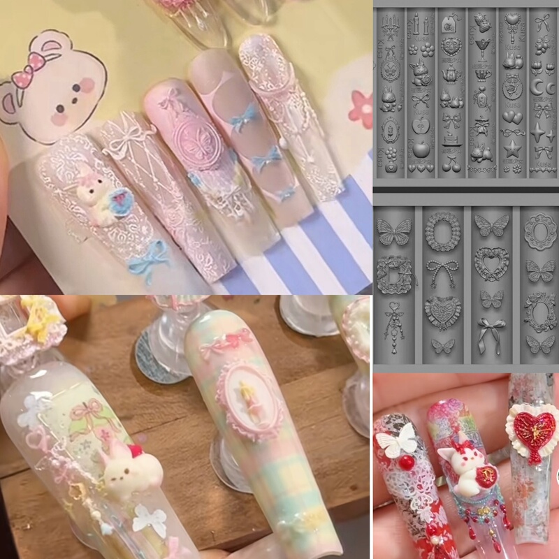 【Nail Art Mold】Authentic Durian Girl Little Grass Mold New Product Sweet Photo Frame Little Rabbit Cute Mold