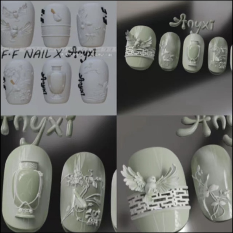 【Nail Art Mold】Maple Forest with Thousand Peaks and Greenery Mold, Bird Mold, Bottle Mold, Three-Dimensional Carving Nail Art Mold