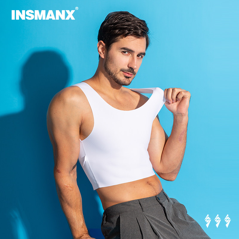 INSMANX men's untraceless body-style vest students receive breast-breasted breasts and chest-breasted boys with large breasts and a small tight fit