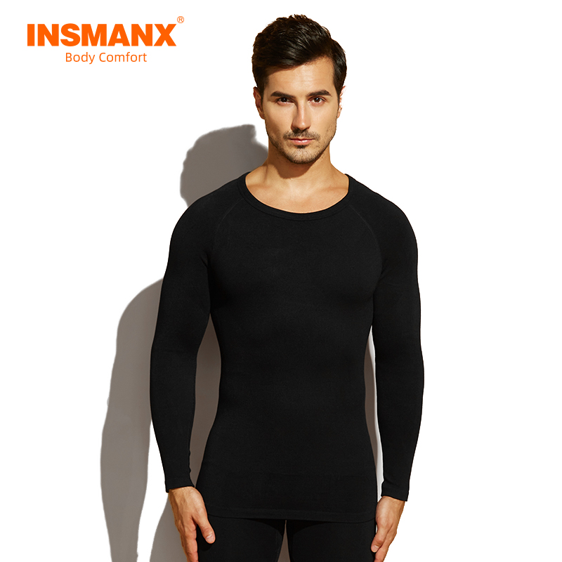 INSMANX Men's Tight Underwear Long Sleeve Body Shaping Warm Shapewear Seamless Bottom Autumn Clothes Winter
