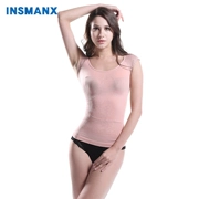 Áo khoác nữ cổ tròn cạp cao của INSMANX liền thân corset ngắn tay thời trang ren body áo thoáng khí Shu