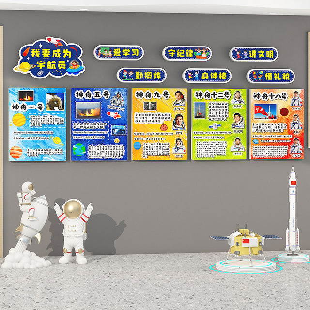 Kindergarten Wall Decoration Chinese Aerospace Development History Space Technology Theme Cultural Wall Stickers Finished Product Environmental Creation Materials