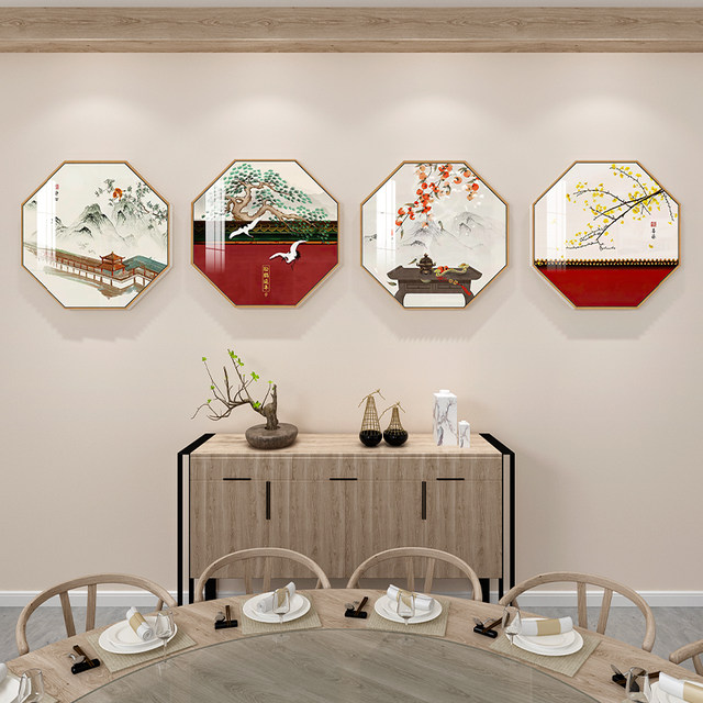 New Chinese-Style Restaurant Private Room Wall Decoration Hanging Painting 3D Stereo Restaurant Dining Hall Hot Pot Restaurant Background Wall Sticker