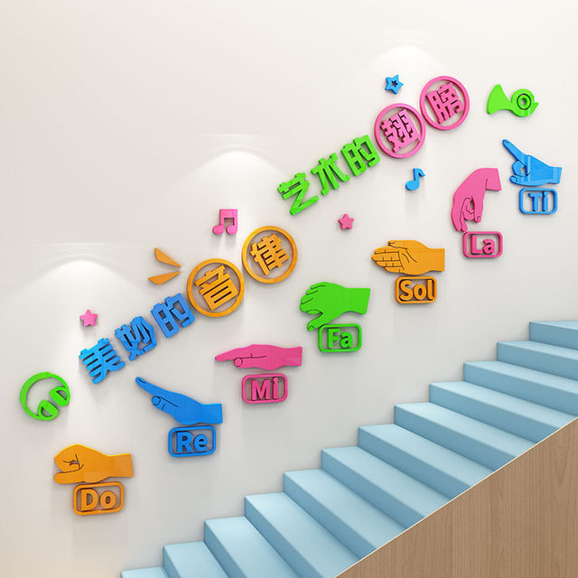 Music Classroom Layout Wall Decoration 3D Stereo Piano School Art Training Institution Kindergarten Environmental Creation Cultural Wall Stickers