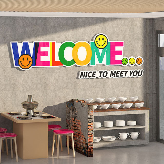 Welcome Wall Stickers Popular on Social Media for Milk Tea, Coffee Shops, Hot Pot Restaurants, and Creative Wall Decoration