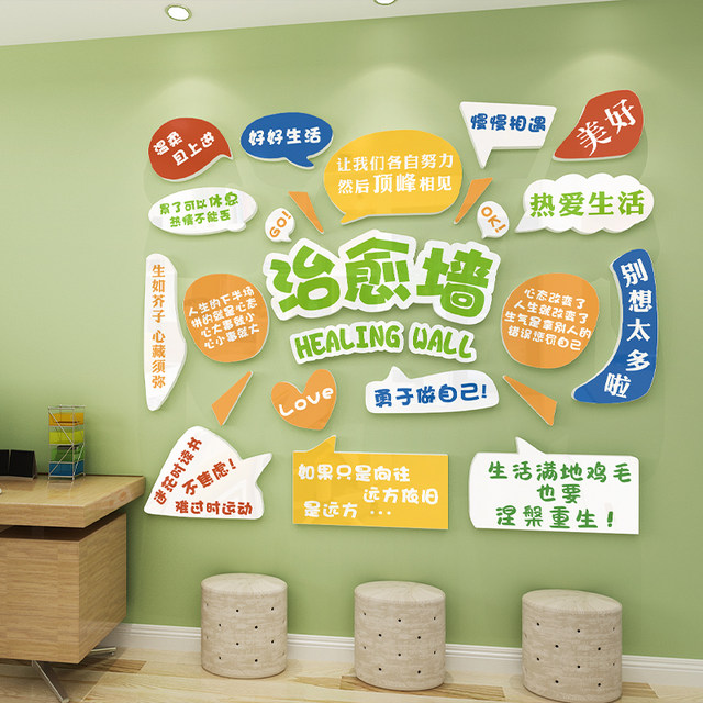 Trendy Photo Backdrop Wall Decoration with Healing-Themed Stickers for Guesthouses and Bubble Tea Shops, Creating a Cozy Atmosphere