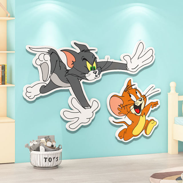 Tom and Jerry wall stickers for boys and girls room layout wall decoration corner wall modification hole patching artifact