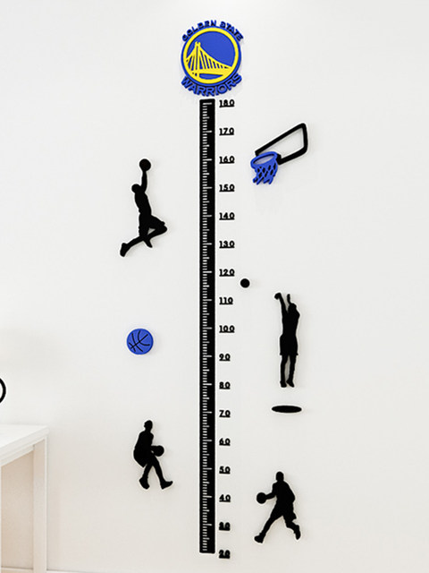 Height Wall Sticker 3D Stereo Boy's Bedroom Wall Painting Children's Room Bedside Decoration Cartoon Basketball Height Measurement Sticker