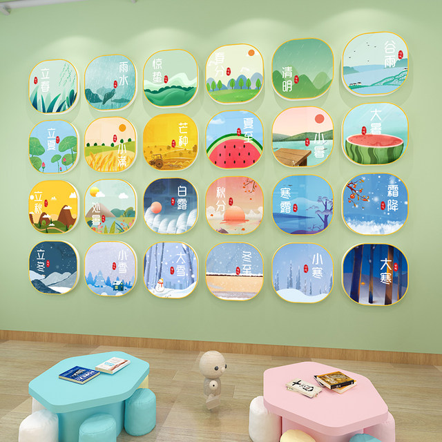Kindergarten wall decoration 24 twenty-four solar terms wall stickers traditional cultural corridor environmental creation material theme wall finished product