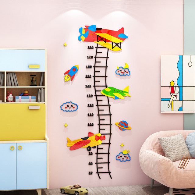 Children's Height Wall Stickers 3D Stereo Baby Height Measurement Ruler Stickers Painting Boy's Room Layout Wall Decorations
