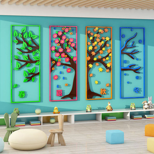 Kindergarten Twenty-Four Solar Terms Theme Cultural Wall Stickers for Spring, Summer, Autumn and Winter Classroom Corridor Wall Decoration Paintings