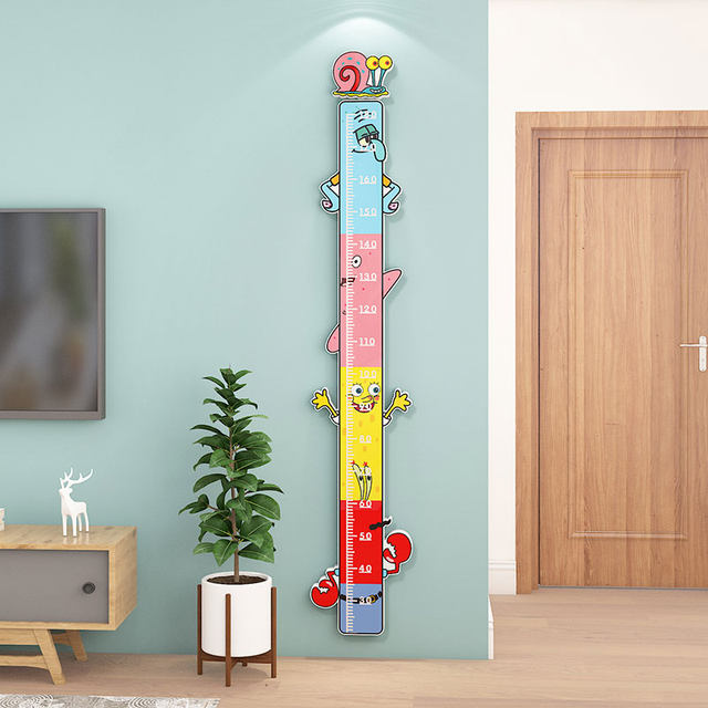 Children's Room Decoration Spongebob Cartoon Height Wall Sticker Painting 3D Stereo Boy Measuring Ruler Bedroom Decoration