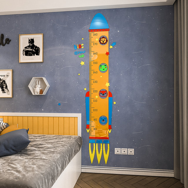 Baby Height Measurement Wall Sticker Cartoon Acrylic Children's Bedroom Wall Decoration Boy's Room Layout Three-Dimensional