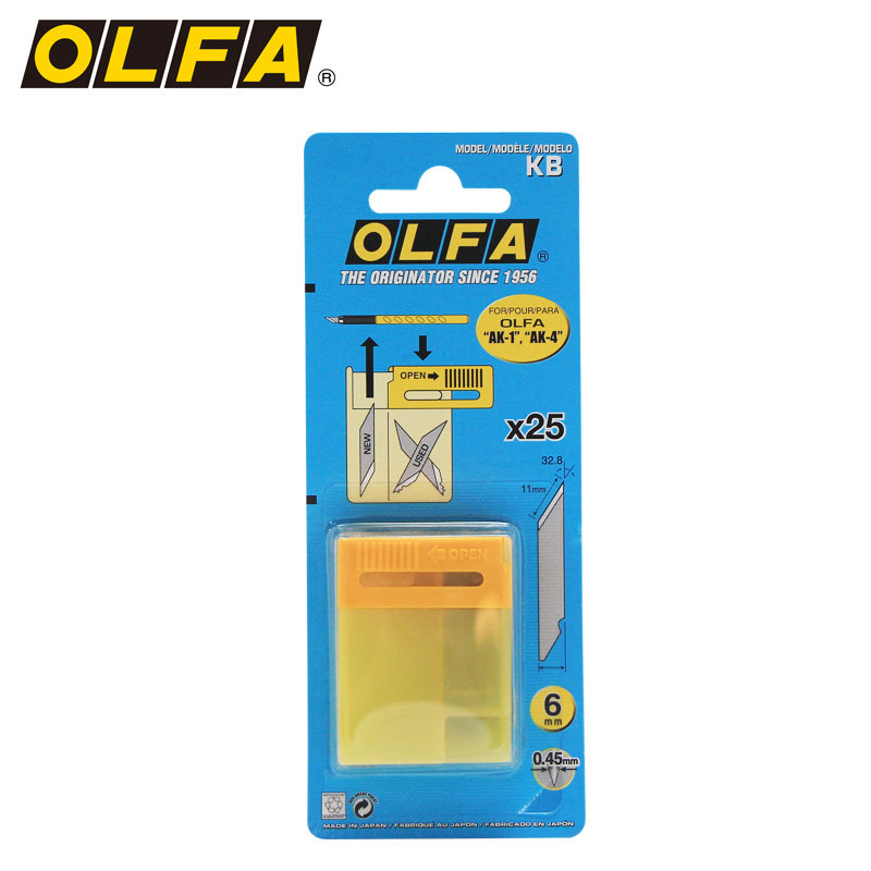 OLFA Japanese original imported engraving knife blade 6mm25 pieces blister pack KB suitable for a variety of engraving knives AK-1