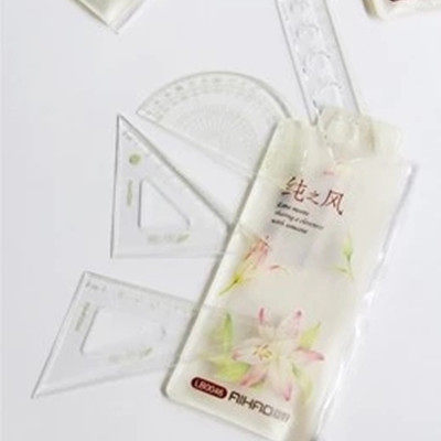 Hobbies LB0046 fashion pure wind 4-piece ruler triangle ruler 15cm student ruler
