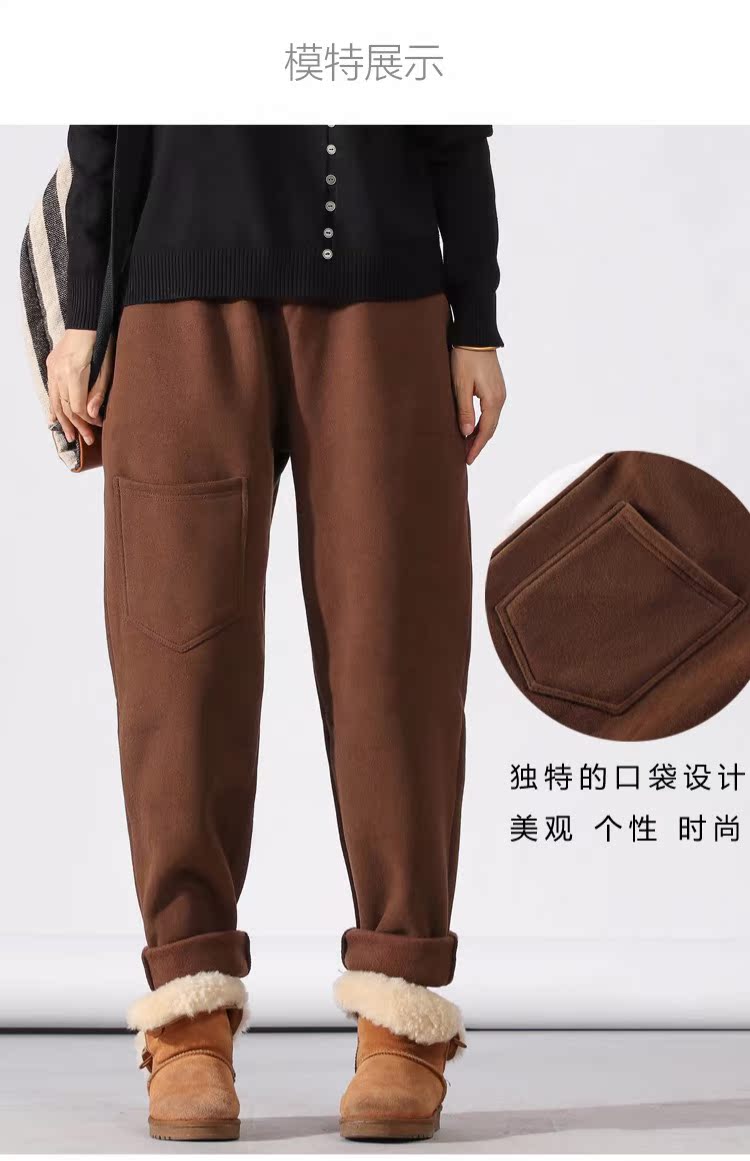Huangsen mới đàn hồi eo và phân bón để tăng quần giản dị túi lông cừu dày lên quần harem mỏng mỏng quần phụ nữ quần áo nữ mùa hè đẹp
