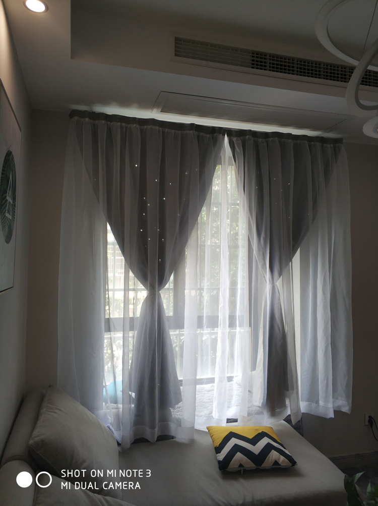 Đấm miễn phí phong cách Hàn Quốc sao rỗng công chúa cho thuê dán rèm cửa ma thuật dán phòng ngủ lưới màu đỏ in đầy đủ bóng - Phụ kiện rèm cửa thanh nhôm treo rèm cửa