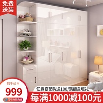  Three-door storage four-door bedroom five-door 345-door large wardrobe storage furniture modern simple plate paint wardrobe