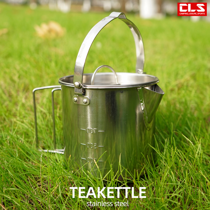 Outdoor stainless steel kettle 1 2L mountain camping teapot portable hanging Pot cookware Coffee Pot picnic pot