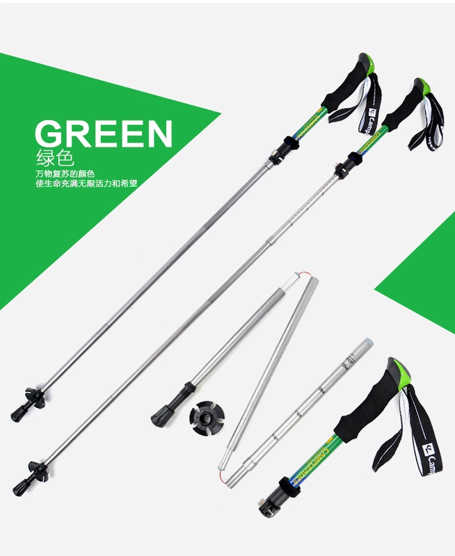 Khóa ngoài trời mới 5 cột leo núi gấp 7075 hợp kim nhôm đi bộ cầm tay equipment thiết bị mía - Gậy / gậy
